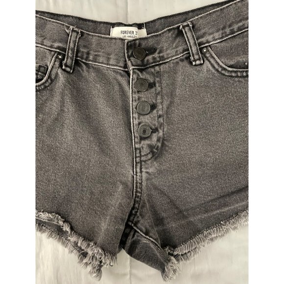 Forever 21 Black Button Fly Jean Shorts Size 27 - Picture 4 of 4